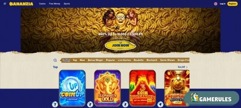 Bananzia casino screenshot